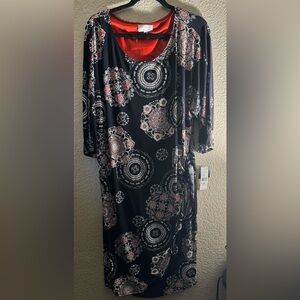 Robbie bee 3/4 sleeve sarong sheath mini dress